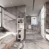 Large capacity multifunctional bamboo storage cabinet furniture for bathroom and living room white W2207P242507