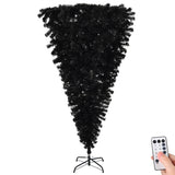 6 FT Pre-lit Upside Down Artificial Christmas Tree, Black Halloween Tree with 250 Purple Lights 38631116