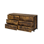 ZUN Rustic Oak and Black 6-Drawer Dresser B062P209035