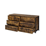 Rustic Oak and Black 6-Drawer Dresser B062P209035