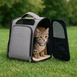 Pet Carrier, Expandable Cat Dog Carrier with Front & Back Extension, Breathable Mesh Travel 53363786