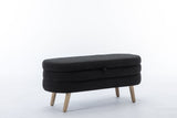 036-Boucle Fabric Storage Bench Bedroom Bench With Wood Legs For Living Room Bedroom Indoor,Black W527121994