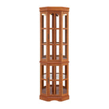 Corner Curio Cabinet with 5 Shelves and Lighting System, Oak W1693P183979