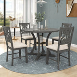 ZUN 5-Piece Round Dining Table and Set with Special-shaped Legs and an Exquisitely Designed Hollow 25692411