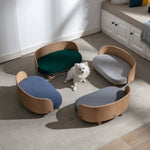 ZUN Scandinavian style Elevated Dog Bed Pet Sofa With Solid Wood legs and Bent Wood Back, Velvet W79460566