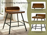 Set of 2 Walnut Wooden Counter Stool with Footrest & Adjustable Anti-Slip Feet, Industrial Modern 54552474