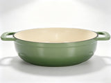 Cast iron 7.5QT cooking pot - Gradient green color - Includes two silicone gloves - Enamel pot 13858478