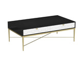 Modern Black and White Coffee Table with 2 Drawers, Living Room Storage Table T3609P347453