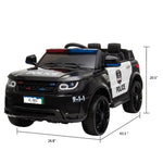 ZUN 12V Kids Police Ride On Car Electric Cars 2.4G Remote Control, LED Flashing Light, Music & Horn. 80051466