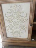 Rustic Vintage Accent Cabinet with Carved Floral Panels, Distressed Wood Sideboard with Drawer and W808P245579