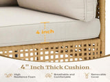 Outdoor Natural Wicker Sofa Boho Patio Sectional Loveseat Furniture Set with Beige Csuhions T3773P419998