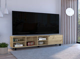 Conquest Tv Stand for TVs up 70", Four Open Shelves, Five Legs, Light Oak B097132942