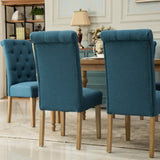 ZUN Habit Solid Wood Tufted Parsons Dining Chair, Set of 2, Blue T2574P164541