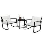 ZUN Single 2pcs Coffee Table 1pc Exposed Rocking Chair Three-Piece Set Black 86452493