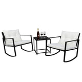 ZUN Single 2pcs Coffee Table 1pc Exposed Rocking Chair Three-Piece Set Black 86452493