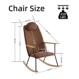 ZUN Adjustable Headrest Pillow Rocking Chair, Technical Leather Upholstered Glider Rocker with High W1669P220403