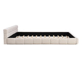 Elegant Beige Chenille Upholstered Bed with Checkerboard Design, King, Beige N769P264802A