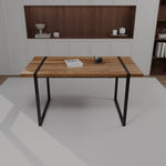 ZUN 59 " dining table modern industrial rectangular MDF natural wood , 4-6 people, 1.5" thick 88929839