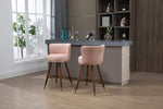 ZUN COOLMORE Counter Height Bar Stools Set of 2 for Kitchen Counter Solid Wood Legs with Fabric with a W153968292