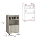 Phoenix Bar Cart with 2 Open Shelves 4 Cubbies and Cabinet B200P173180