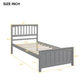 Wood Platform Bed Twin size Platform Bed, Gray WF195377AAE