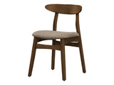 Dining Chair, 32" Height, Set Of 2, Side, Upholstered, Kitchen, Dining Room, Dark Walnut, Beige B2710P287012