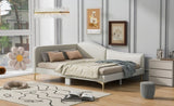 Full Size Upholstered Daybed with Headboard and Armrest, Support Legs, Beige WF318303AAM