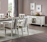 Classic Weathered White / Warm Gray Set of 2 Side Chairs Fabric Unique Back Solid wood Chair B011104806