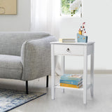 Two-layer Bedside Cabinet Coffee Table with Drawer White 28295654