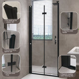 36 "x 72" Bifold Shower Door, 1/4" Tempered Glass, Matte Black Aluminum Frame, Explosion Proof W1675P307149