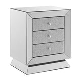 W 22 "X D 16.5" X H26.4 "Elegant Three Drawer Cabinet, Drawer Inlaid with Diamond Glass W1005P183000