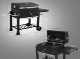 Charcoal Grill with Foldable Side Table and Wheels, Heavy-duty BBQ Grill for Outdoor Picnics Patio 52462179