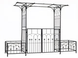 Metal Garden Arbor with Double Lockable Gate, Flat Top Garden Arch with Side Planter Boxes, 15683299