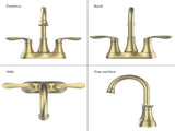 Bathroom Faucet Brushed Gold with Pop up Drain & Supply Hoses 2-Handle 360 Degree High Arc Swivel 82832959