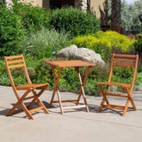 3-Piece Eucalyptus Bistro Set, Square, Natural Oil B046125052