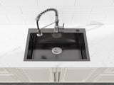Stainless Steel Kitchen Sink, 23x19 Single Bowl, Overmount Handmade Sink in Black, with US 01299330