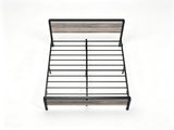 Queen Size Metal Wood Platform Bed Frame, 3-Panel Wash Grey Wood Grain Headboard with LED Light & 15630263