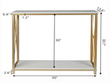 2-Tier Console Table, Gold Sofa Entry Table with White Top and Gold Metal Frame for Home 58656376
