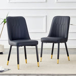 ZUN Black dining chairs and living room chairs. PU material and metal legs, suitable for kitchen, living W1151118969