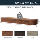 ZUN 72" Rustic Wood Fireplace Mantel,Wall-Mounted & Floating Shelf for Home Decor W1390138525