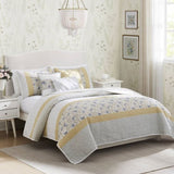 6 Piece Cotton Percale Quilt Set with Throw Pillows Yellow King/Cal King B035129027