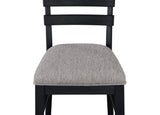 2pc Black Finish Side Chair Gray Fabric Upholstery Seat Ladder Back Contemporary Transitional Style B011P162543