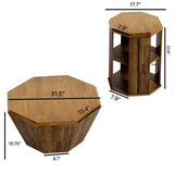 31.5 "Octagonal Natural Rubber wood Set Two Coffee Table, Coffee Table, Living Room Bedroom W757P203143