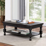 ZUN Rustic Style Antique Black 1pc COFFEE TABLE Open Bottom Shelf Plank Style Table Top Living Room B011P214573