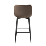 Set of 2 Pub Height Chairs Brown Velvet Upholstery Modern Casual Dining Furniture Metal Legs, B011P234282