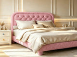 Twin Size Single Upholstered Platform Bed Frame with 46" Tufted Boucle Headboard, Wooden Slat 11592141