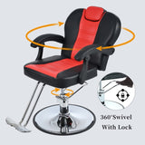 ZUN Classic Reclining barber Chair Salon Chair for Hair Stylist with Heavy Duty Hydraulic Pump, 360&deg; 96832747