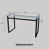 51" 6 person glass dining table set, kitchen set with black metal leg dining table and chairs, 13735012