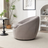 Winnie Modern Teddy Fabric Barrel Chair, 360&deg Swivel, Gray T2574P281444