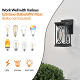 1-pack Black Outdoor Wall Lantern with Crackled Glass, Weather-Resistant Exterior Light Fixture for W1340P239410